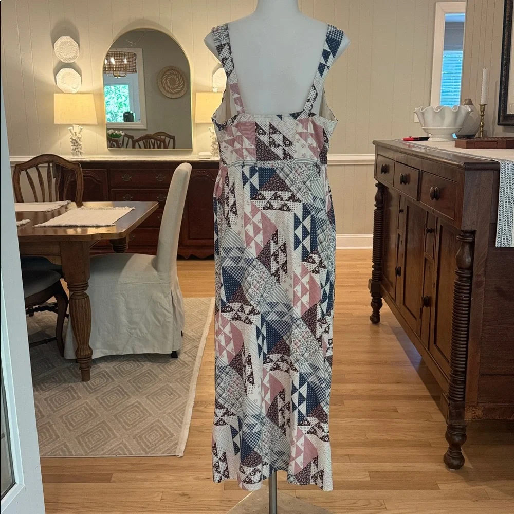 ABERCROMBIE & FITCH NWT Women Sleeveless Quilted Geometric Midi Dress LRG-Tall